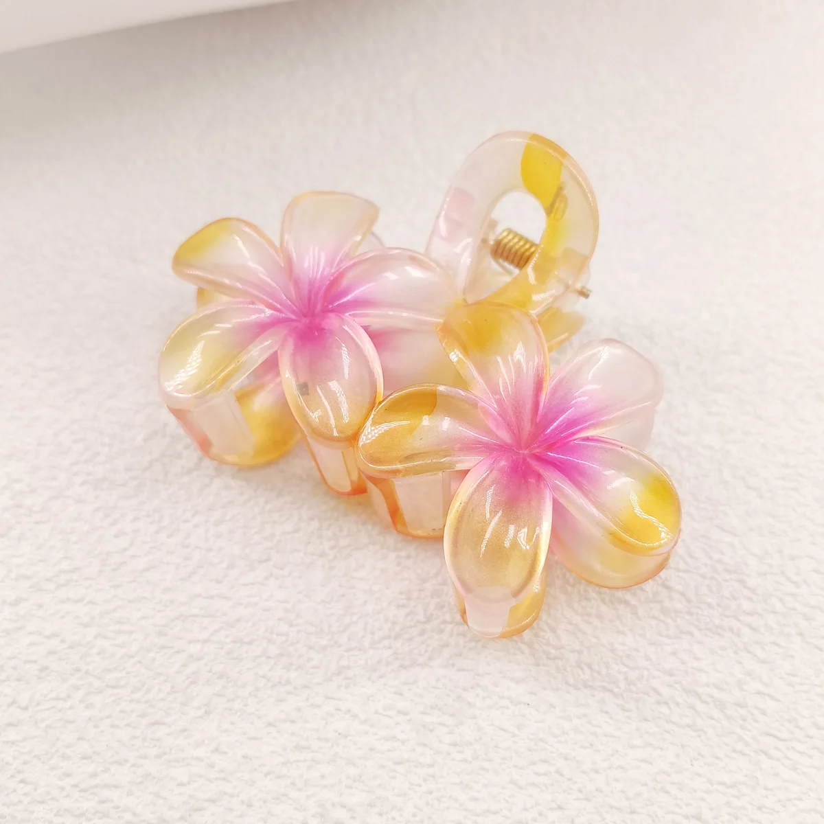 여성을위한 멋진 그라디언트 꽃 헤어 클립 유행 달콤한 머리 발톱 크랩 클램프 바레트 하와이 모자를 쓰고 있죠 소녀 헤어 액세서리
