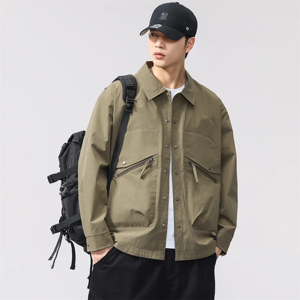 Chaqueta con cuello de béisbol para hombre, gabardina de talla grande M 8XL, chaqueta holgada, moderna e informal para primavera y otoño