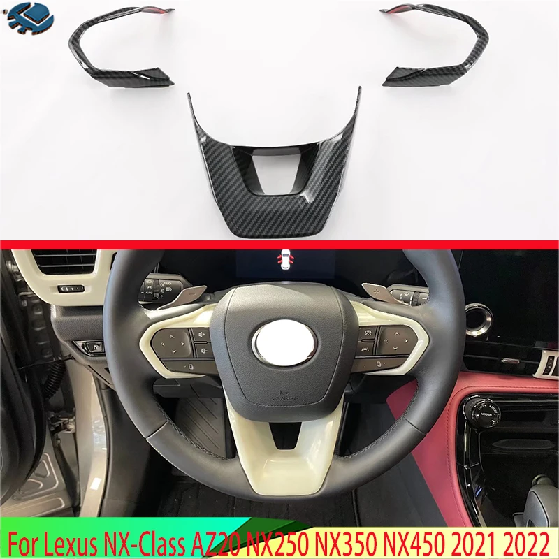 For Lexus NX-Class AZ20 NX250 NX350 NX450 2021 2022 Carbon Fiber Style Steering Wheel Panel Cover Bezel Trim