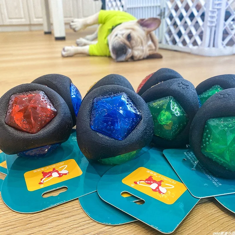 1PC pet toy TPR emits sound, emits light, and interacts with a black ball, suitable for small and medium-sized dogs