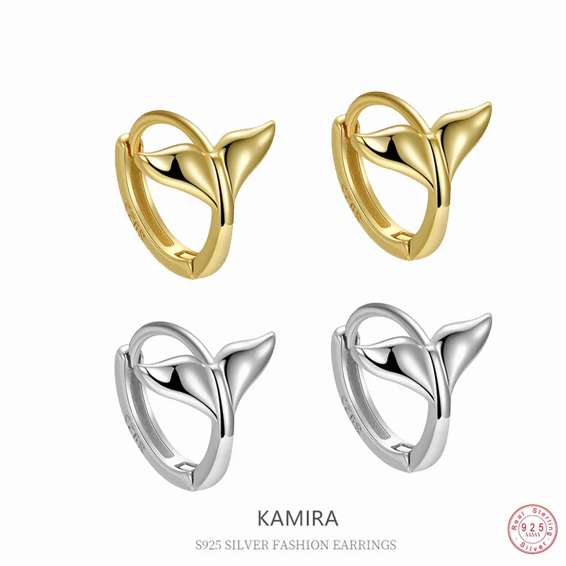 女性のためのKAMIRA-925スターリングシルバーのフィッシュテールイヤリング、絶妙なジュエリー、結婚式の誕生日、誕生日プレゼント、優しいファッション