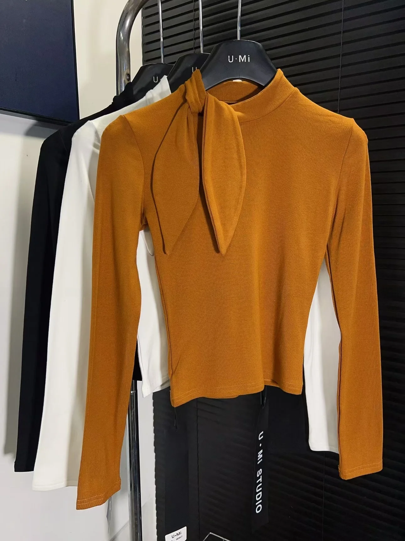 الكورية Sle عقدة ort Sve المرأة تي شيرت الشتاء Thiened طويل Sve القطن جولة Ne أعلى التخسيس صالح #4