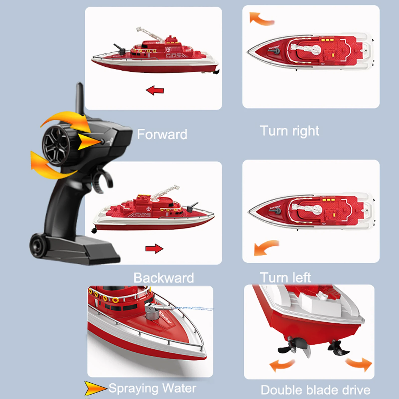 Rtr fern gesteuertes Boot h158 h160 Feuer rettung mit Wassers pray 20 km/h tragen mit 3 Motoren 38cm Sommer Wasserspiel zeug für Anfänger