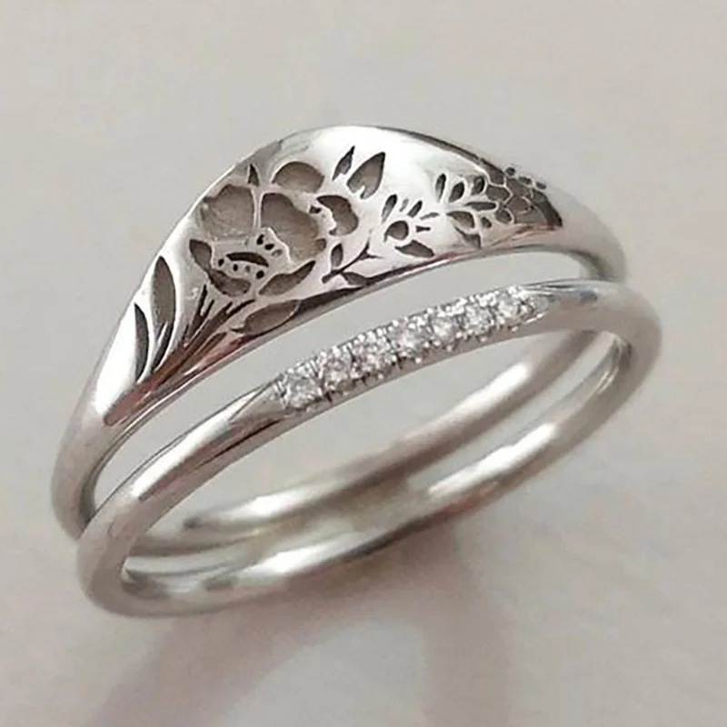 

European And American Style Rose Edged Zircon Hot Selling Ring For Women's Weddings Birthdays Parties Daily Jewelry Accessories