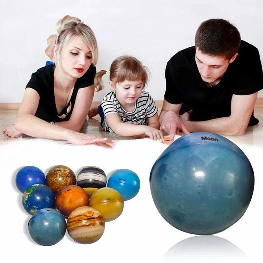 6.3cm bola colorida brinquedo bola saltitante sistema solar esponja bola globo da terra bola impressão estrela bola oito planetas lua estrela bola