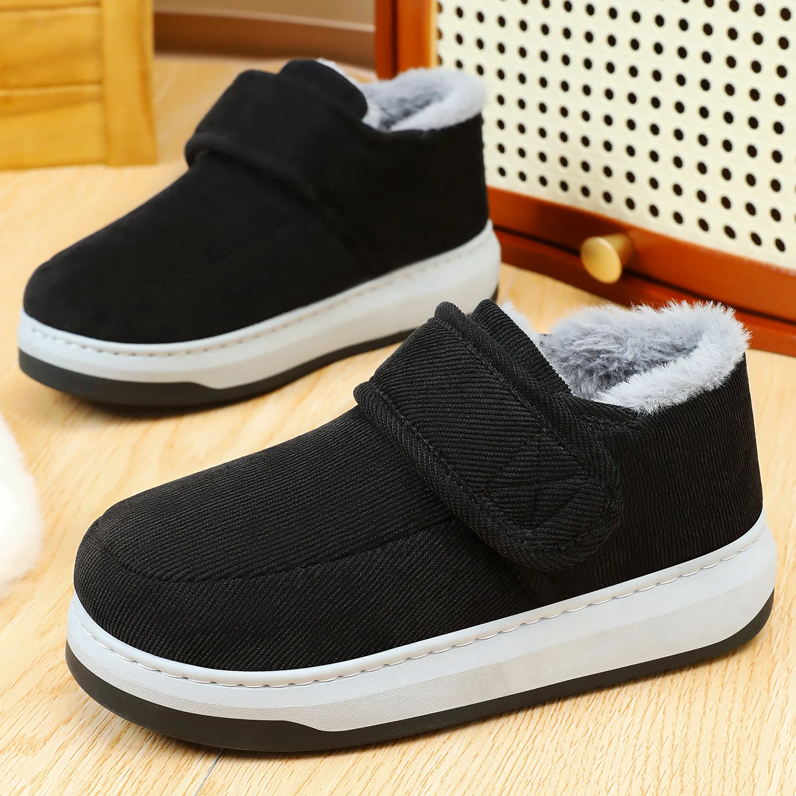 الرجال الشتاء اليدوية أحذية قطنية عالية الجودة الانزلاق على صوف مبطن سميكة أبي أحذية دافئة المطاط القاع عدم الانزلاق حذاء كاجوال
