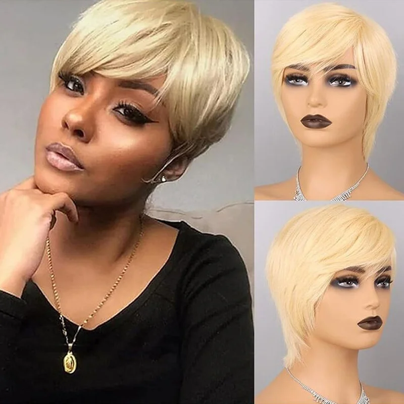 Blonde  Hair Hair Wig Short Straight Wigs Fashion Natural Looking Soft