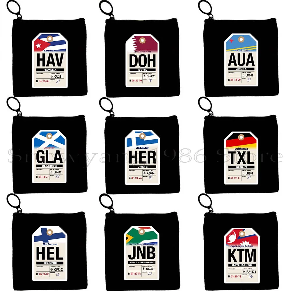 Washington Berlin Doha Tokyo London Luxembourg Miami Portland Rio De Janeiro Airline Luggage Tag Key Coin Purse Case Bag Pouch