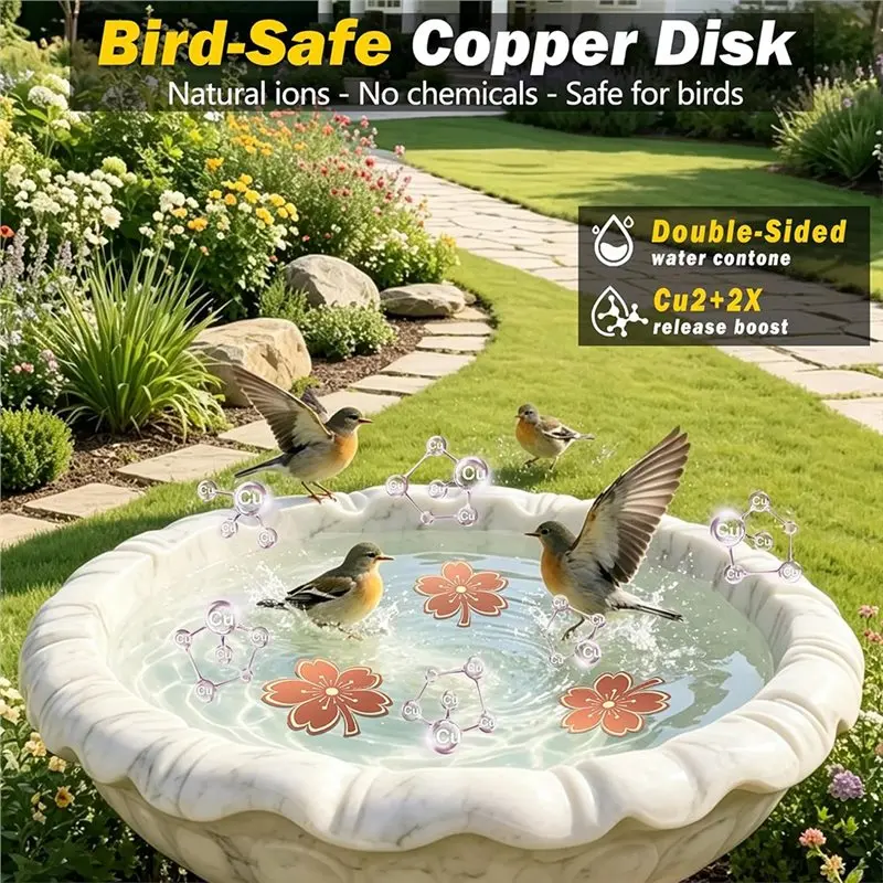 B23B Safe Clean Water Bird Bath Copper Disk For Outdoor Birdbath,Bowl Garden Fountain, Pure Copper Purification Disk
