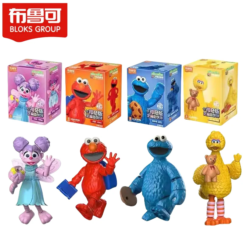 Genuine Blokees Sesame Street Action Figure Building Block ELMO COOKIE MONSTER BIG BIRD Abby Anime Model Doll Kids Toys Gifts