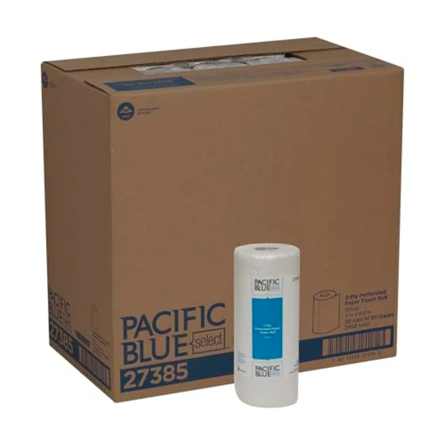 

Бумажные полотенца Pacific Blue Select, 2-слойные, перфорированные, в рулонах, 30 рулонов в упаковке, 27385