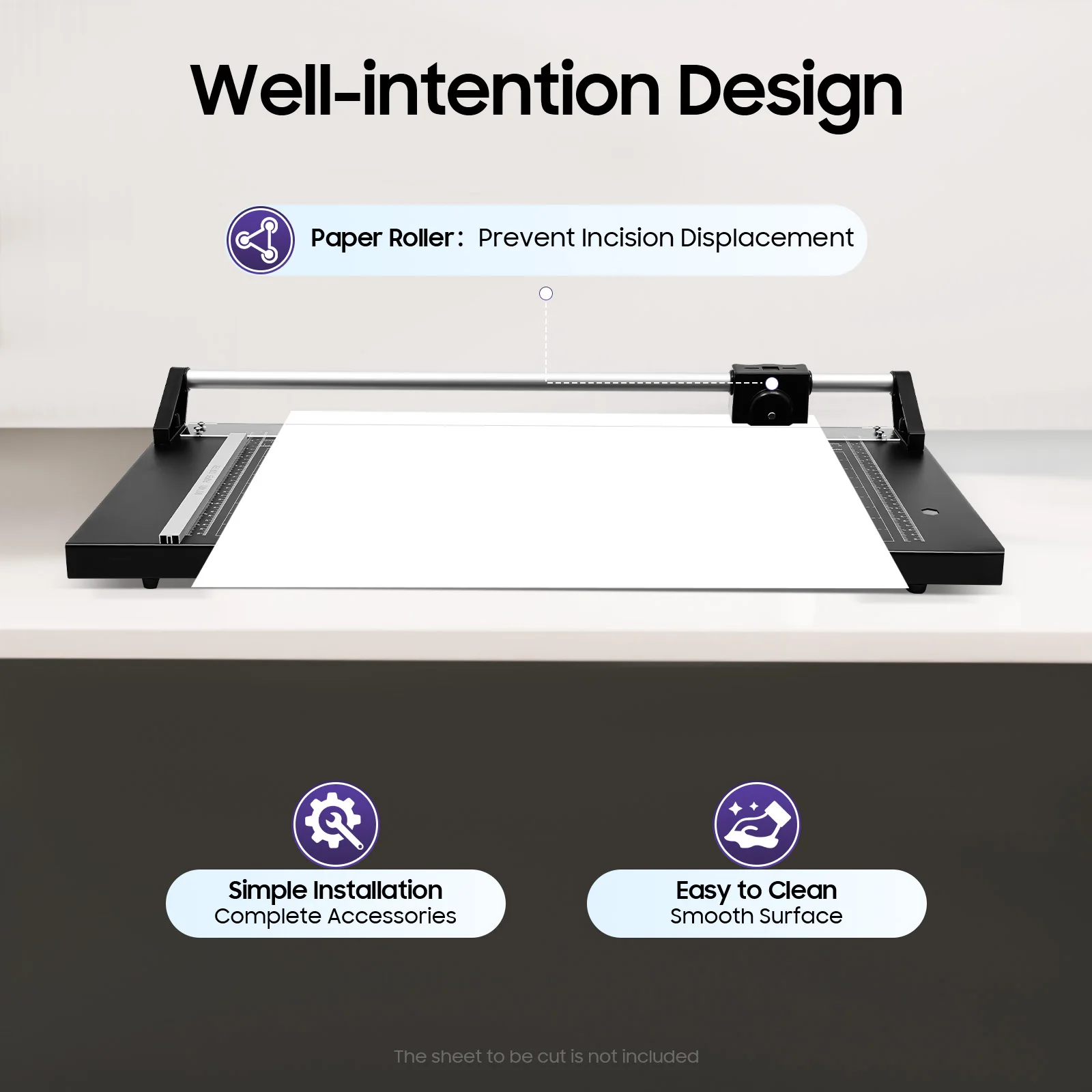 24in Manual Precision Rotary Paper Cutter 0-60° Angle Cutting & 1mm Thickness 31.3x14.2in Worktable for Photo Paper Office Paper