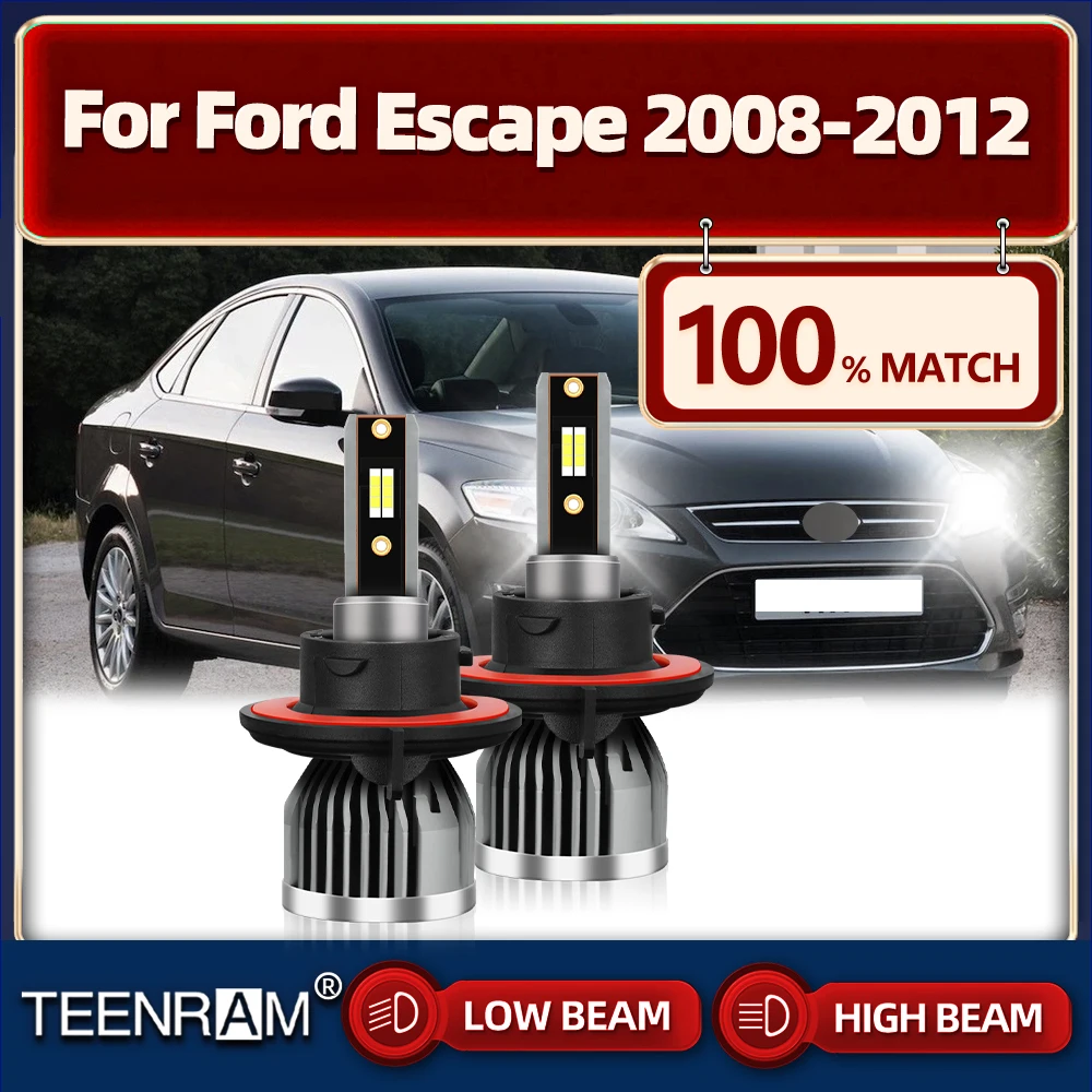 

2x H13 LED Car Headlight 20000LM High Low Beam Auto Lamps 12V 6000K Super Bright For Ford Escape 2008 2009 2010 2011 2012