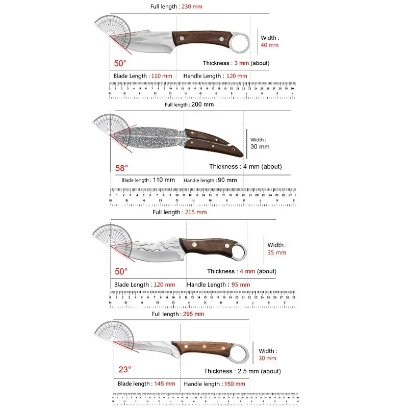 Professional Kitchen Butcher Knife Stainless Steel Utility Boning Knife with Protective Cover for Meat Vegetable Cutting