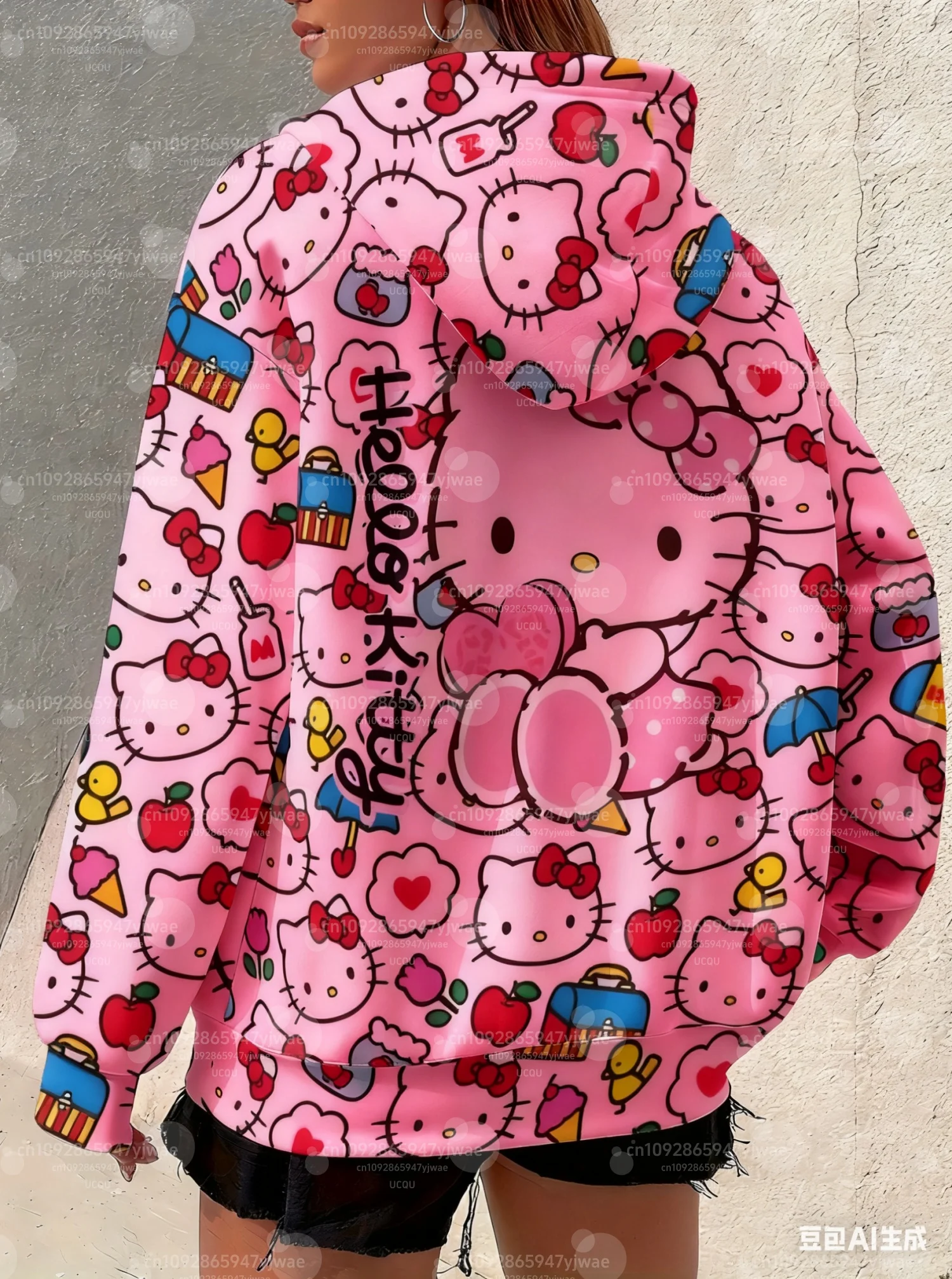 2025 ثلاثية الأبعاد الكرتون مرحبا كيتي طباعة المرأة الجرافيك هوديي مقنعين البلوز مقنعين كل مباراة هوديي الإناث النساء الملابس