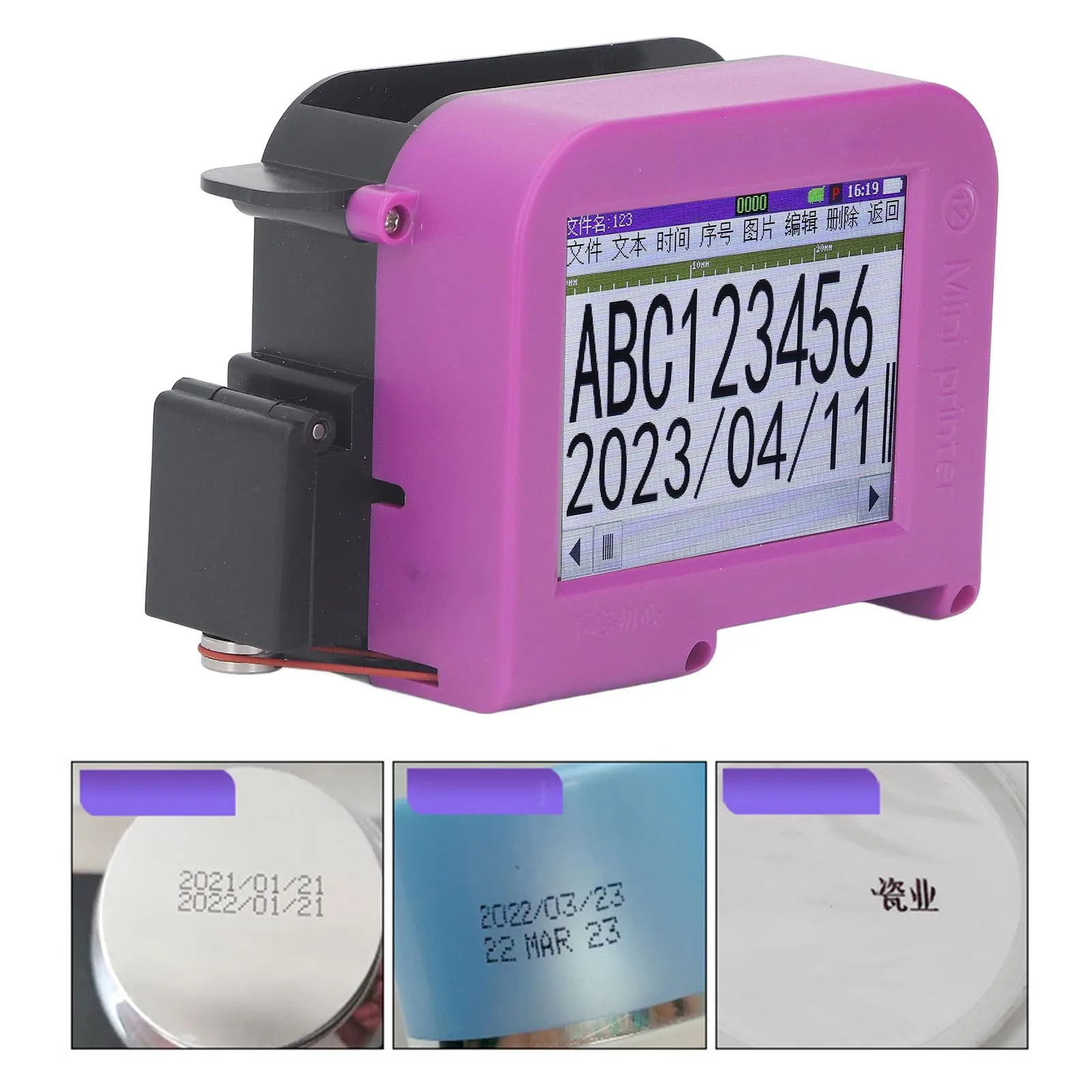 Inkjet Printer Portable LED Touch Screen Inkjet Coder for  Date Label 100‑240V No Cartridge