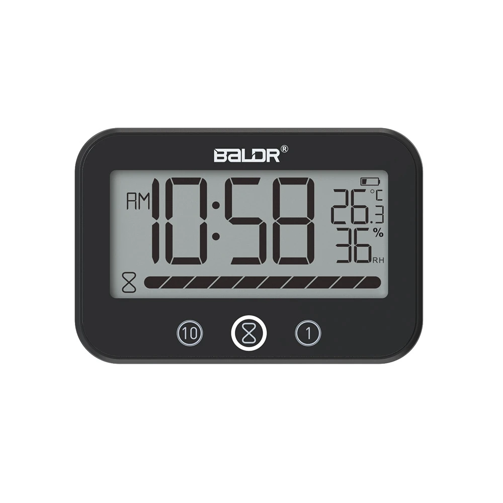 BLADR Touch Digital Shower Hygrometer Thermometer P54 Waterproof LCD Bathroom Kitchen Audible Atomic Alarm Clock Countdown Timer