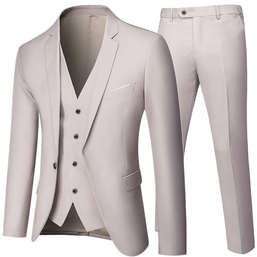 Business Suit Jacket Coat Blazers Trousers Waistcoat Men\'s Wedding Three Pieces Pants Vest Large Size Professional Suits