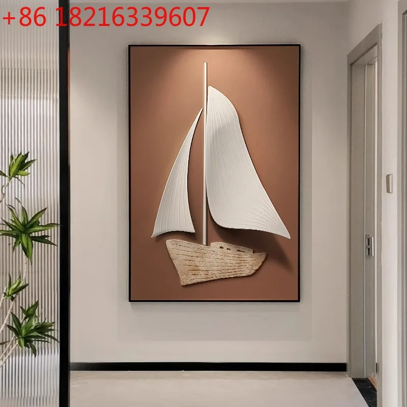 

Гладкий парусный спорт, современная легкая роскошная декоративная картина для входной части двери, высококачественная стена коридора для офиса