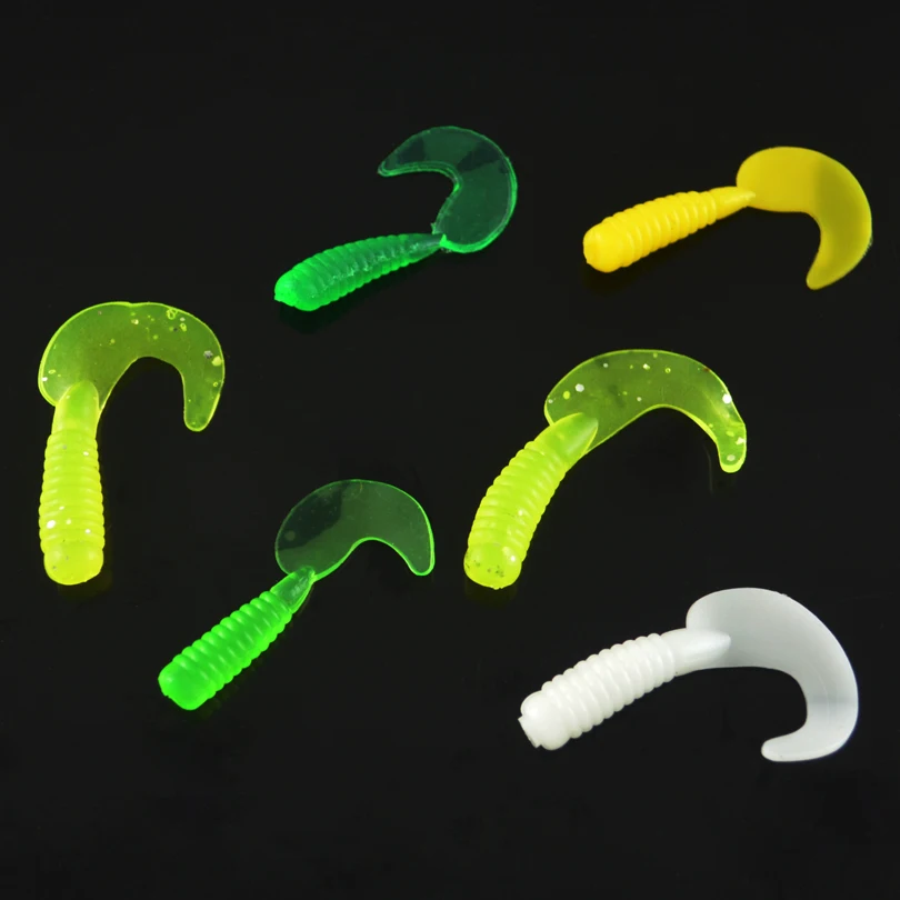 

MNFT 50Pcs/packs Fishing Lures 3cm Or 3.5cm Worm Soft Lure Fishing Bait Fish One-tailed Soft Baits Cebus Maggots