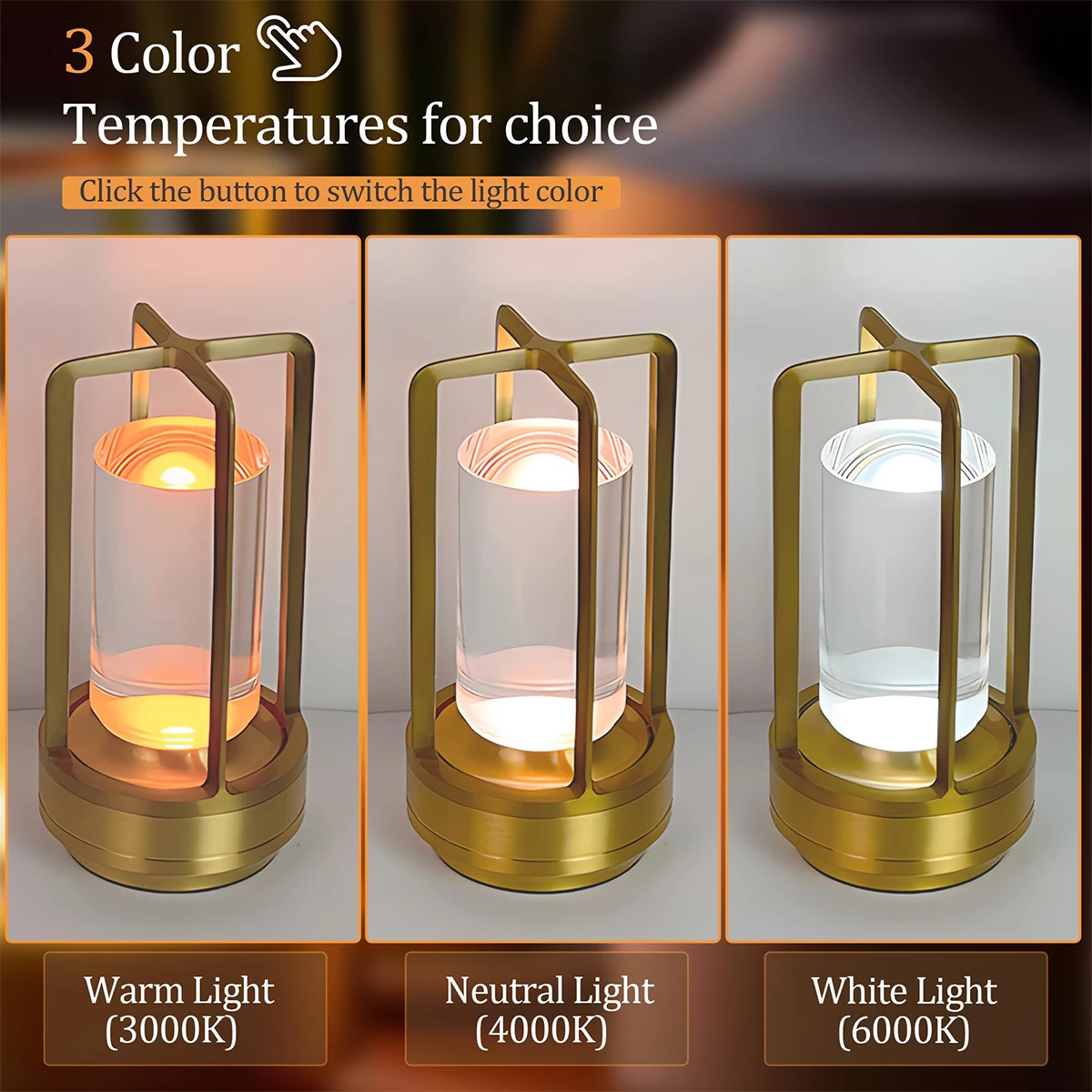 Led Touch Night Table Lamp Indoor Plastic Light Rechargeable Touch-sensor-desktop Lights Restaurant-creative Decorative Wireless