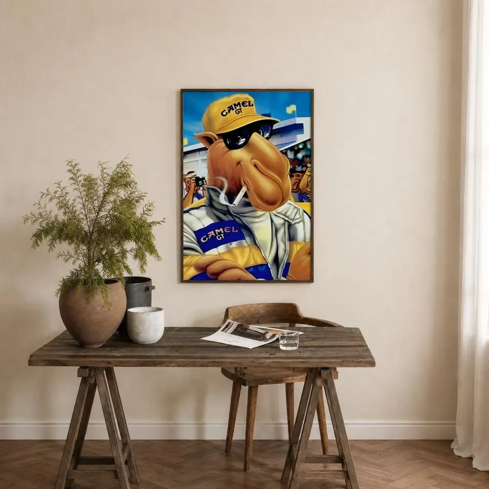 Art vintage camel cigarettes Painting Poster Self‑Adhesive Waterproof Coffee House Bar Wall Art Sticker Room Home Decor