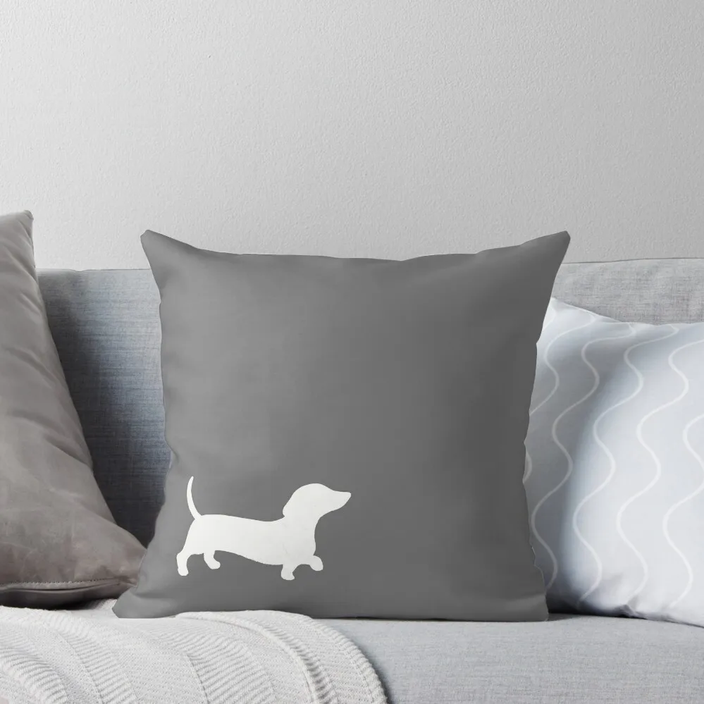 Plain Grey With Daschund Silhouette Throw Pillow Pillowcases Cushion Covers Sofa Pillowcase Cushion Throw Pillow pillow