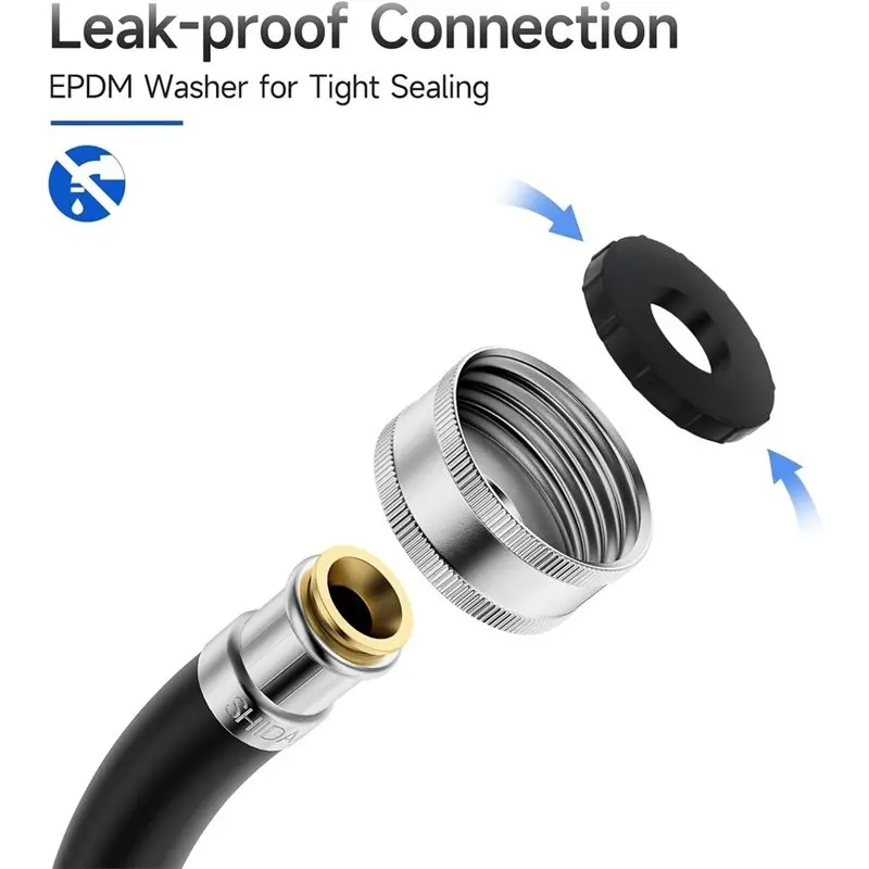 【Big Deal】Short To Moderate Length Rubber Washer Hose For Washing Machine- Water Supply Line With 3/4