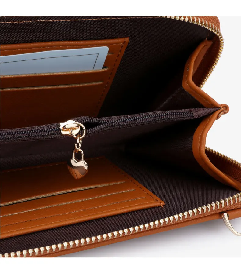 Women Fashion Quilted Multi Pockets Handbag Shopping Zipper Mobile Phone Card Purse Lattice Embroidery Line Diagonal Bag