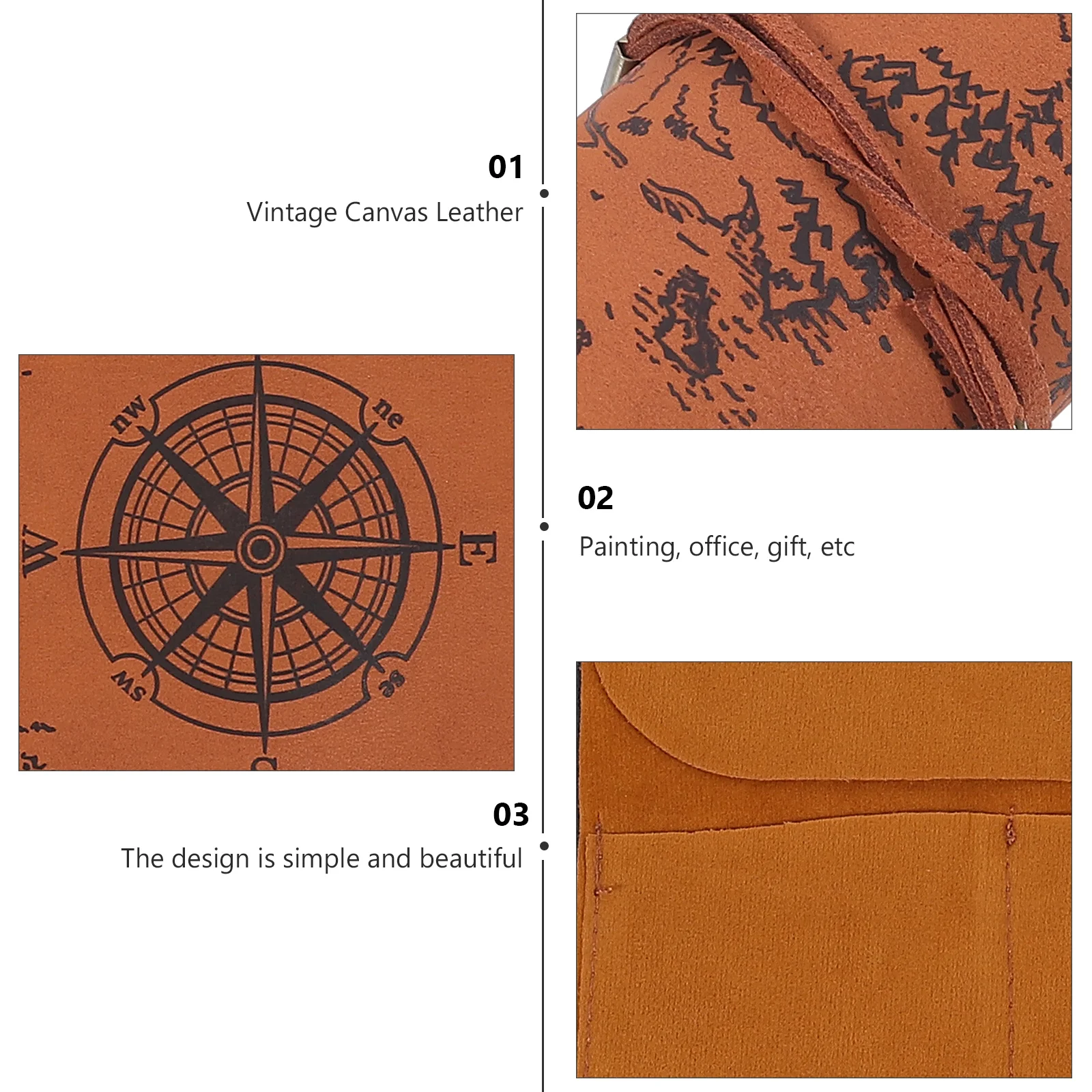 

Retro Canvas Pencil Bag Premium Roll Up Case Smooth Matte Cover Pencil Storage Organizer Vintage Pen Pouch For