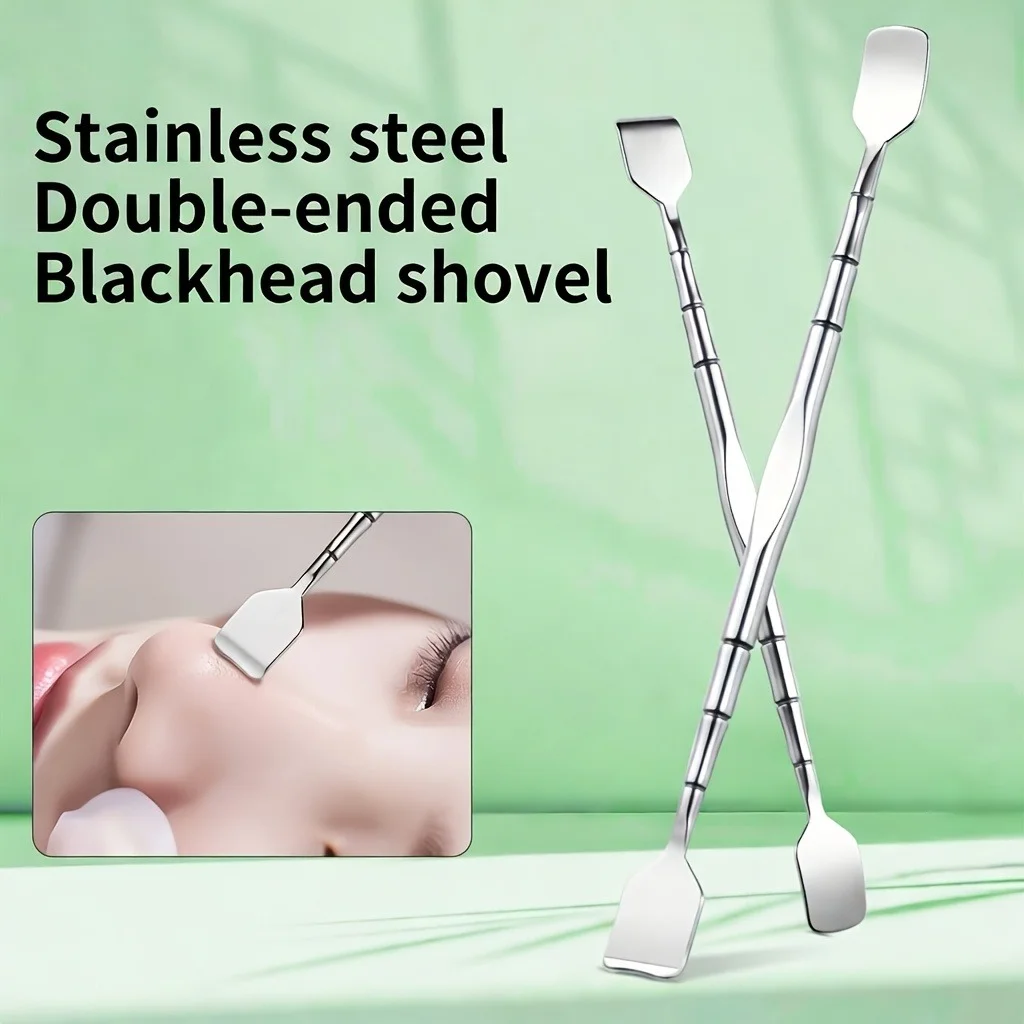 1/2pcs Double-headed Stainless Steel Blackhead Remover Set, Exfoliates And Removes Blackheads, Can Be Used As A Mask Spatula