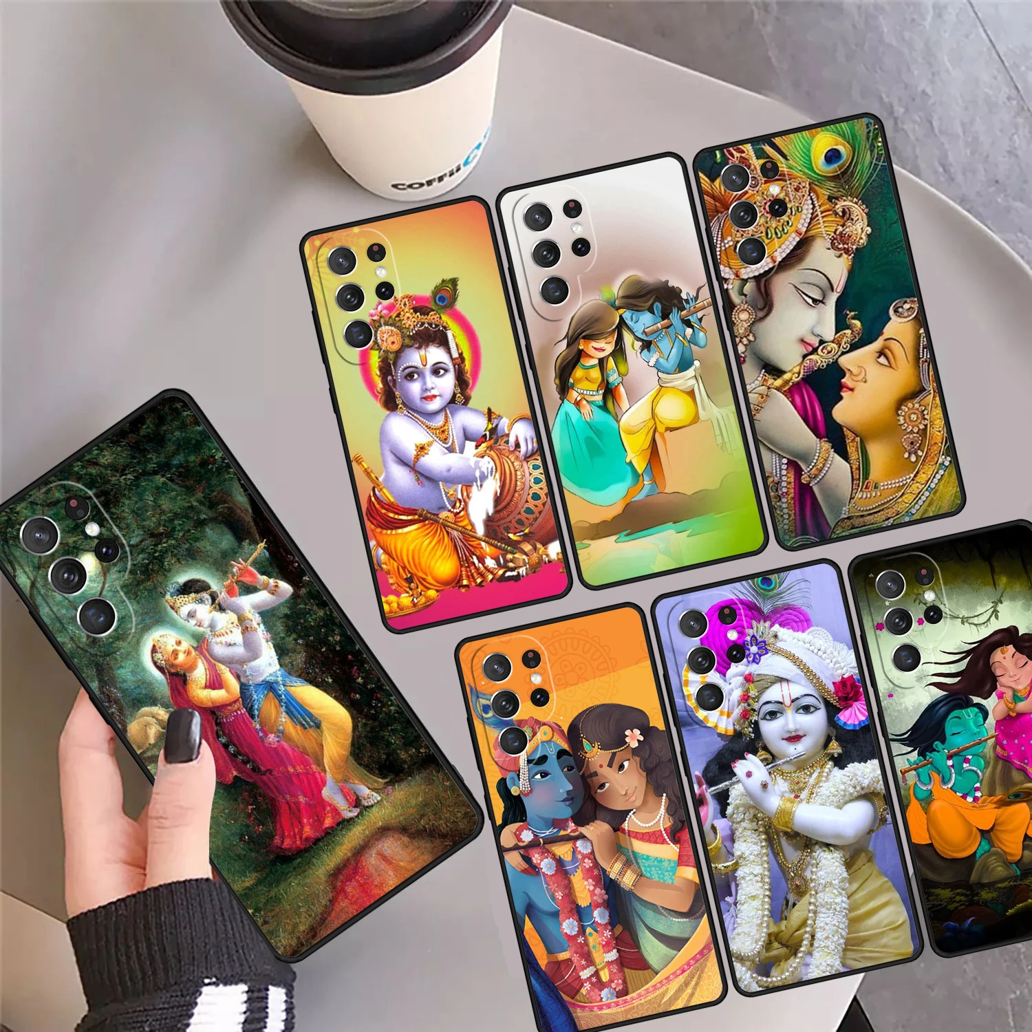 Lord Krishna Radha Phone Case Cover Coque For Samsung Galaxy S24 Ultra 23 S22 Plus S21 FE S20 S8 S9 S10 Note 10 Pro Note 20