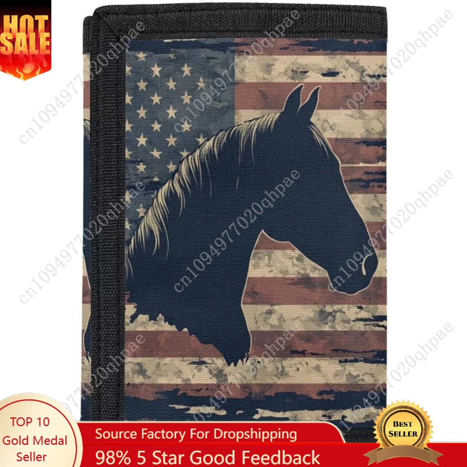 GIFTPUZZ الأولاد محافظ للأطفال 6-8 العلم الأمريكي مع الحصان الاطفال محافظ للبنين 10-12 محفظة كول كامو محفظة محفظة ثلاثية الطي f