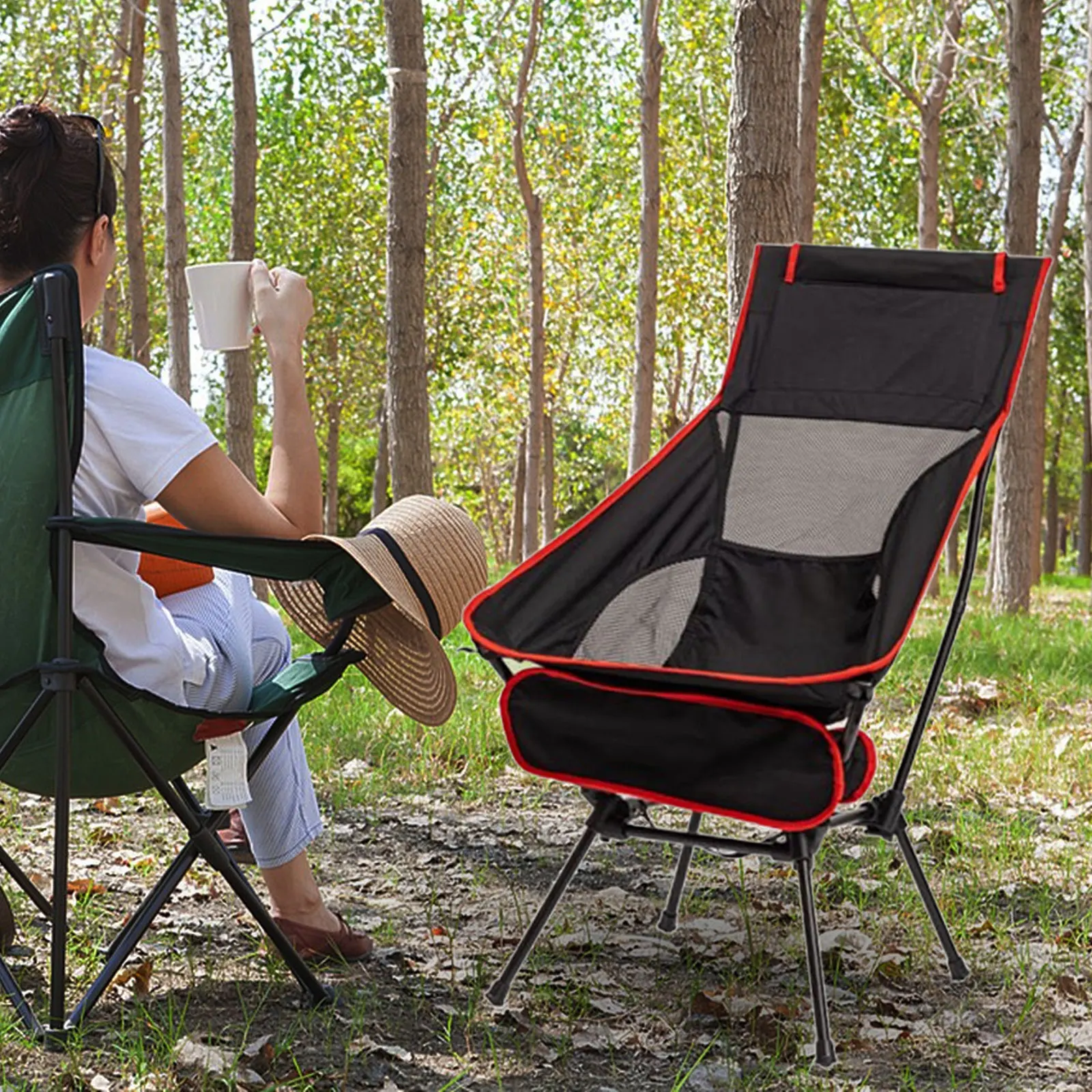 Folding Camping Chair Telescopic Chair High Back Hammock Rocking Chair Portable