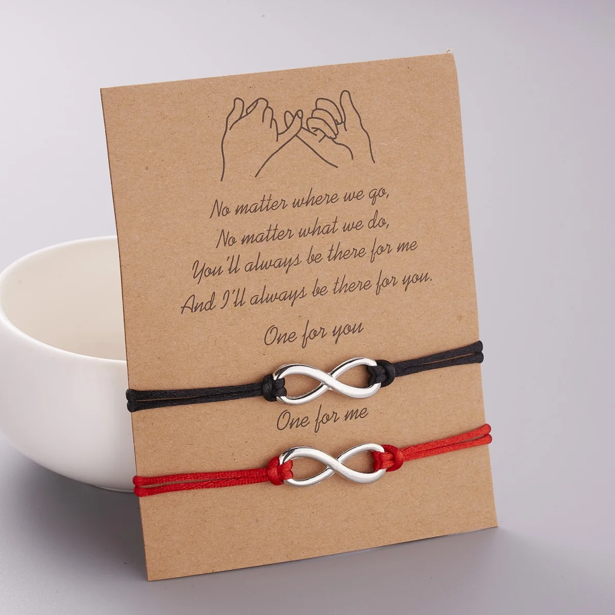 2 قطعة/المجموعة أحمر أسود حبل إنفينيتي رمز الكلمات 8 أساور للأزواج للنساء الرجال رومانسية لا نهاية لها الحب الصداقة أساور مجوهرات