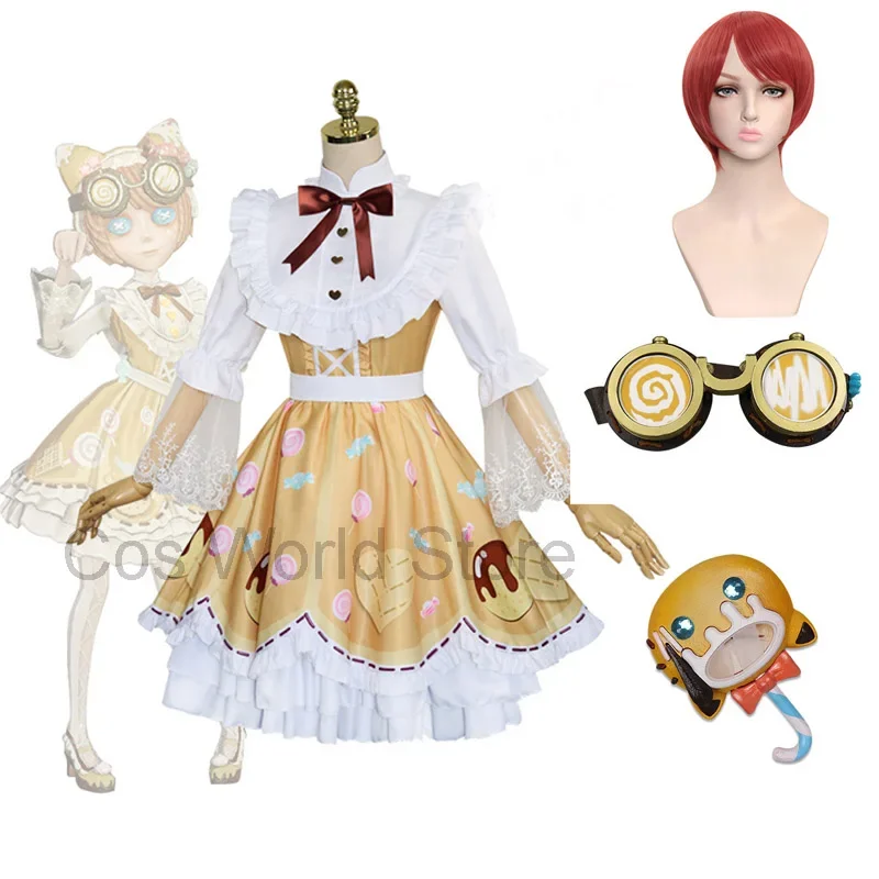 Anime identidade v maquinista tracy reznik cosplay traje doce menina lolita vestido óculos adorável uniforme carnaval para menina ms53563