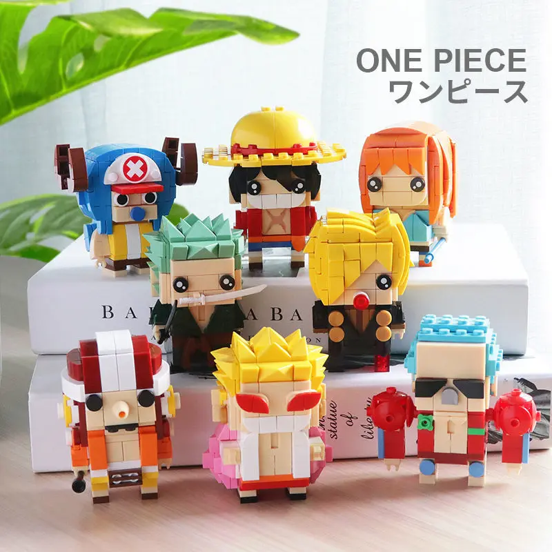 Cartoon Anime One Piece Assembled Figure Cute Luffy Chopper Nami Sanji Action Figures Small Particle Assembled Toy Birthday Gift