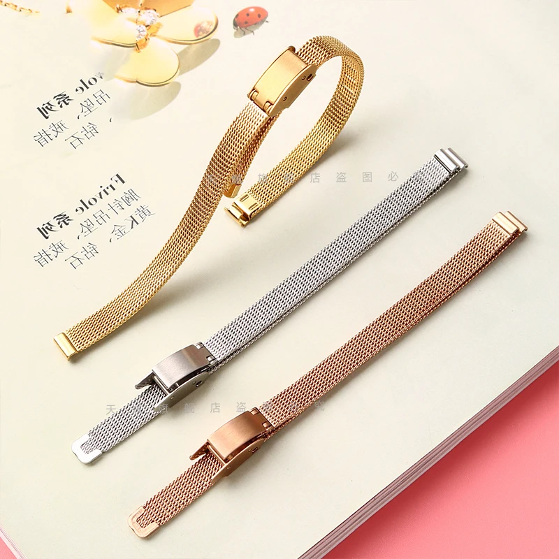 Small size Mesh Watch Band Watch Milanese Strap 6mm 8 10 12 14 15 16mm 18mm 20mm Women Steel Watch Strap Tools