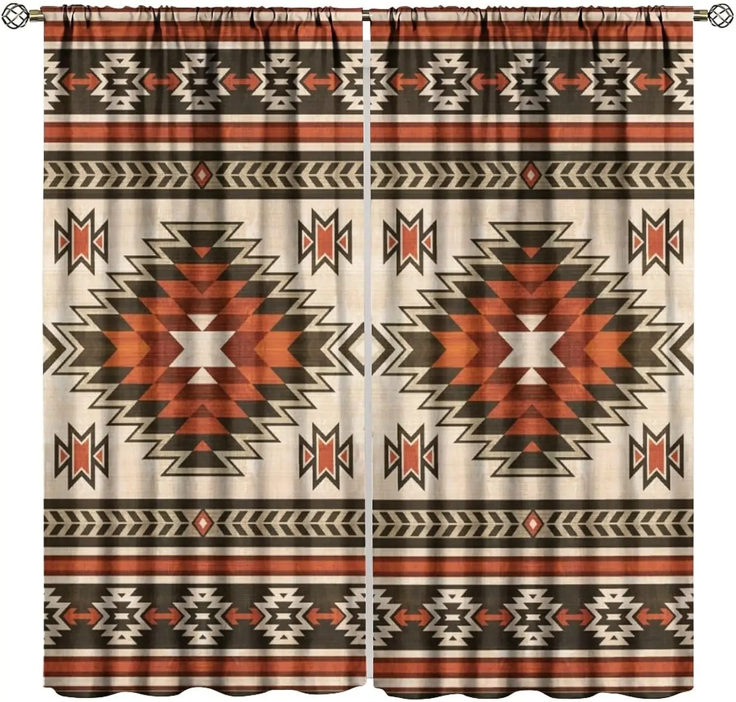 Aztec Boho Curtains Retro Abstract Southwest Tribal Navajo Window Treatment for Living Room Bedroom Kitchen Home Decor Window