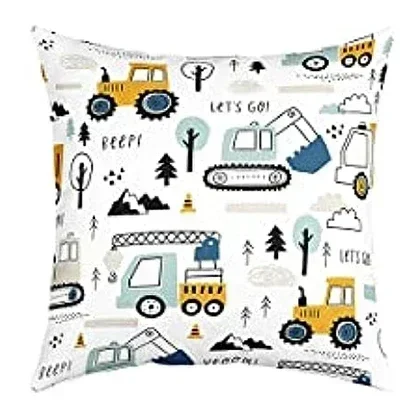 Cartoon vehicle patterns throw pillow cover with short plush print for living room sofa decoration cushion cover pillow covers
