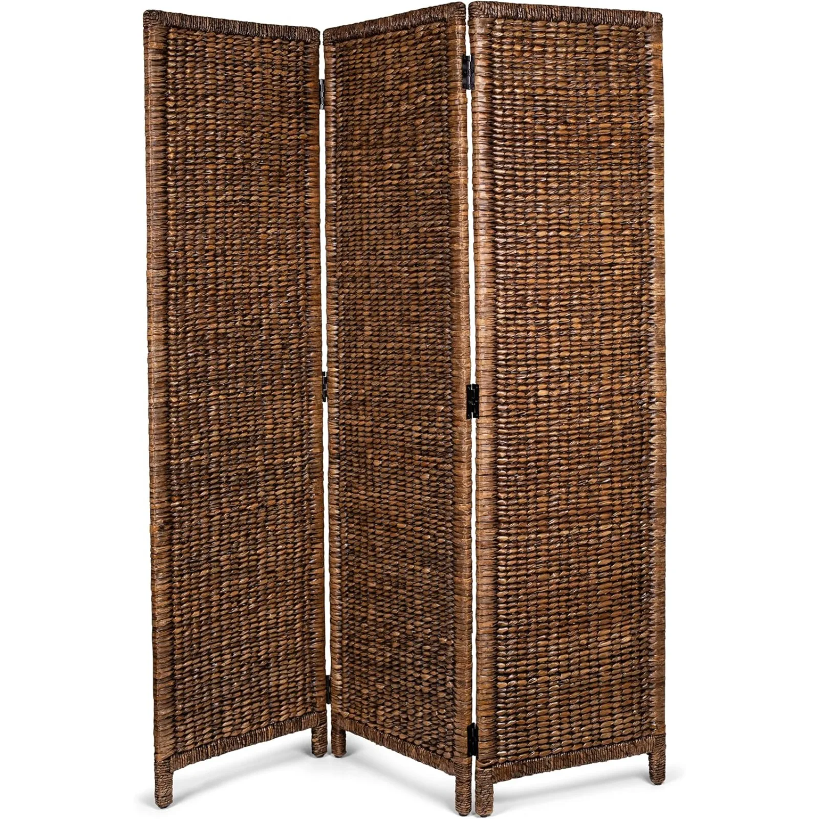 

US 3 Panel Seagrass Room Divider - Handwoven Abaca Folding Privacy Screen, Tall Freestanding Separator for Living Room & Bedroom