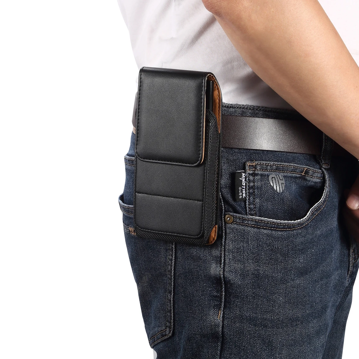 Cow Leather Phone Belt Clip Case Men Waist Bag For Samsung Galaxy S24 Ultra S23 S22 Plus S21 FE A15 A25 A35 A55 5G Holster Pouch