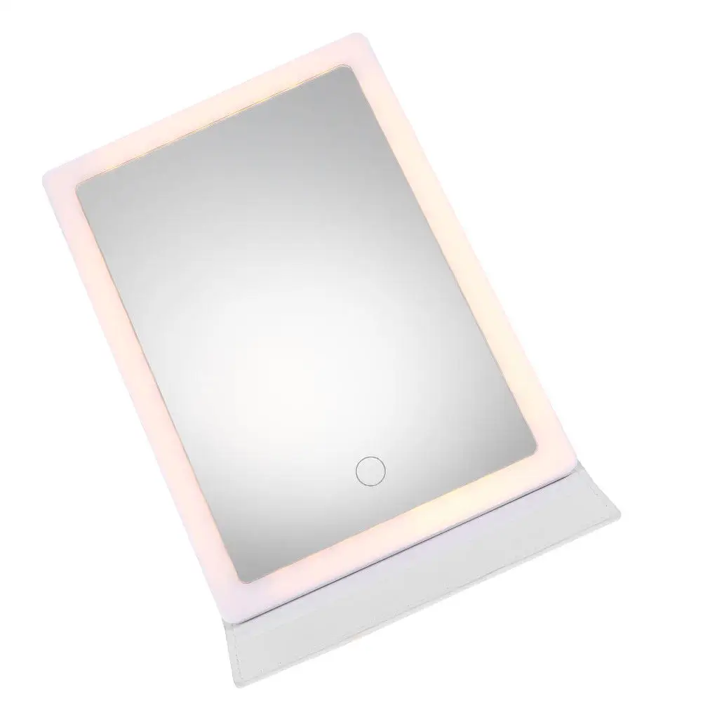 1Set Folding LED Makeup Mirror Portable Desktop Vanity Mirror High Definition Light Stable Base Elegant Gift for Women