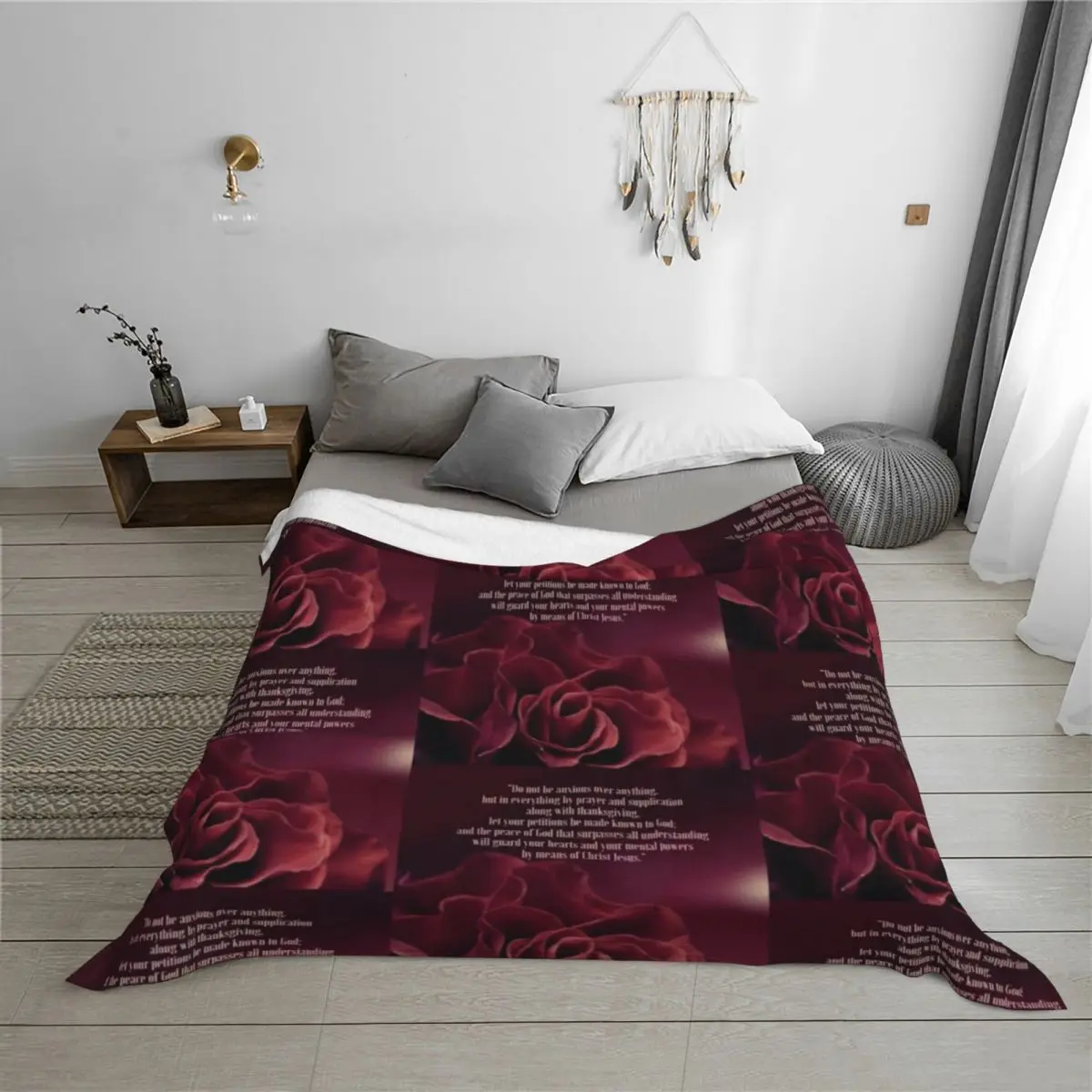 فيليبيانز 4:6,7 رمي بطانية منقوشة على الأريكة بطانيات كبيرة مشعر مرجحة