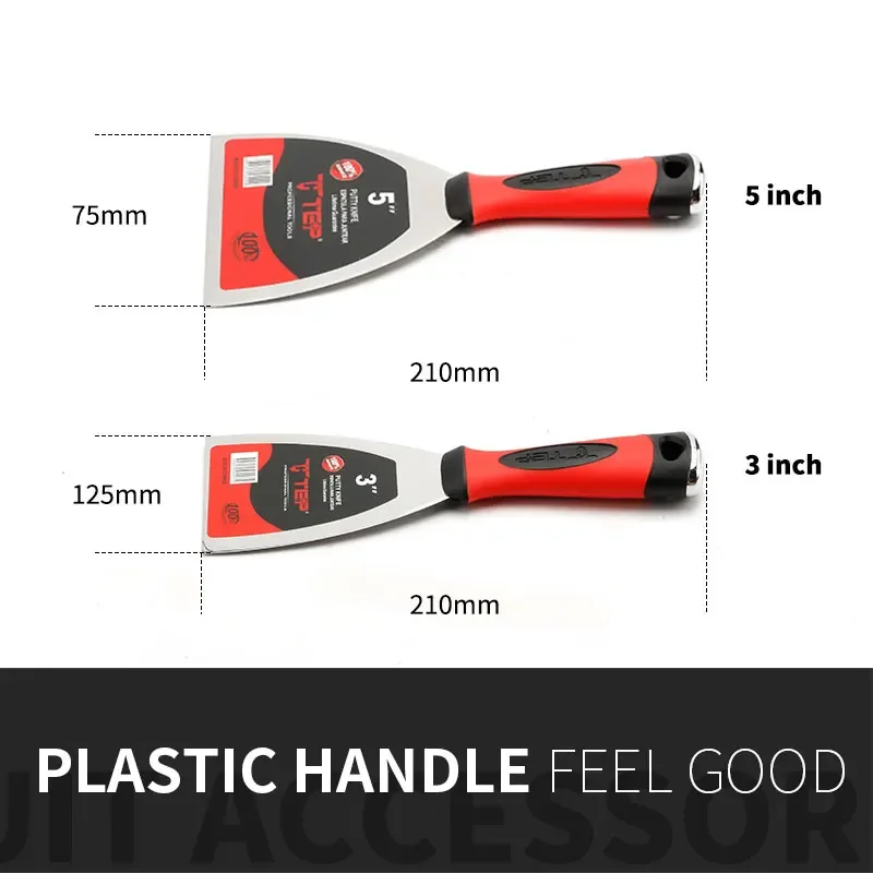 2 ชิ้นสแตนเลสสตีล Putty Knife มีดฉาบผนังเครื่องมือพลาสติก Handle Scraper ใบมีด Soft Grip Scraper สีเครื่องมือ