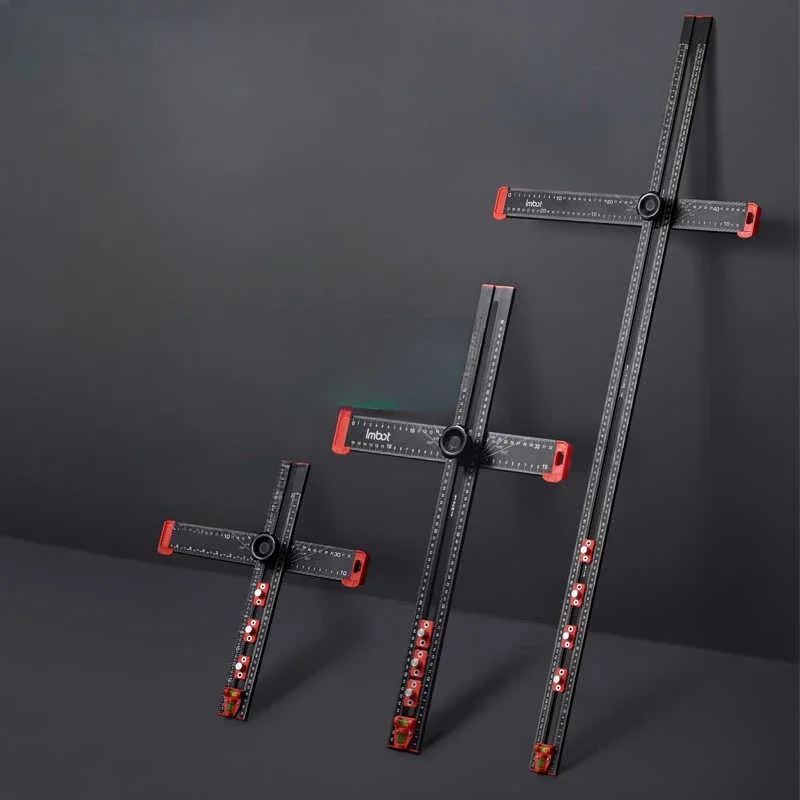 Telescopic T-ruler woodworking two-in-one punching positioning ruler angle ruler T-ruler multi-functional opening positioner