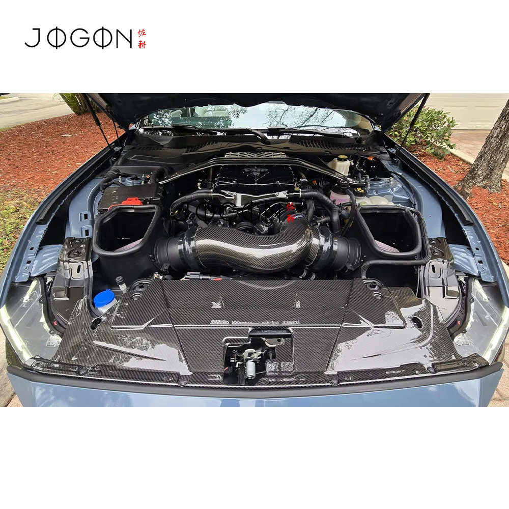 2024 Up For Mustang Water Tank Radiator Cover Carbon Fiber Replace For Mustang GT Radiator Trim Engine Compartment Accessories