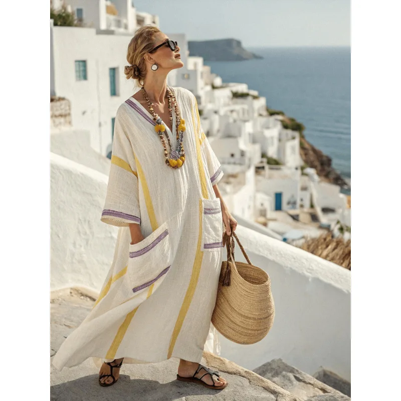 2025 Spring/Summer Elegant Large Print Long Style Pendant Dress