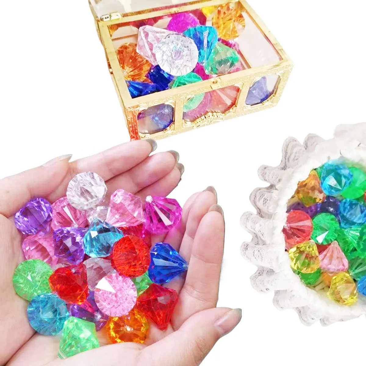 18/20pcs Diamond Set With/No Box Diving Pool Toy for Children DIY Play Scavenger Hunt Game in Beach Water Kid Party Gift