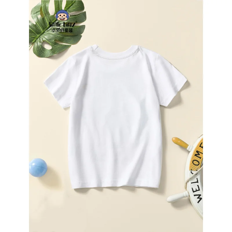 Senior Children's Clothing Summer2024Summer Trendy Cool Boys Short Sleeve Children WhiteTSummer Men's Shirt One Piece Dropshippi